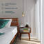 Ensemble de chambre à coucher 2 pièces - Structure de lit plateforme en bois massif et table de chevet assortie, style scandinave moderne Mid-Century, capacité de 800 lb, aucun sommier nécessaire-889326345-889326359