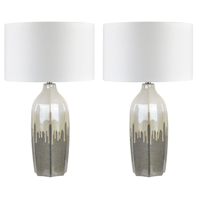 30.75" Ceramic Table Lamp With White Shade