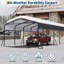 Abri d'auto robuste en métal 13 pi x 26 pi avec toit en acier galvanisé et base renforcée-124530793