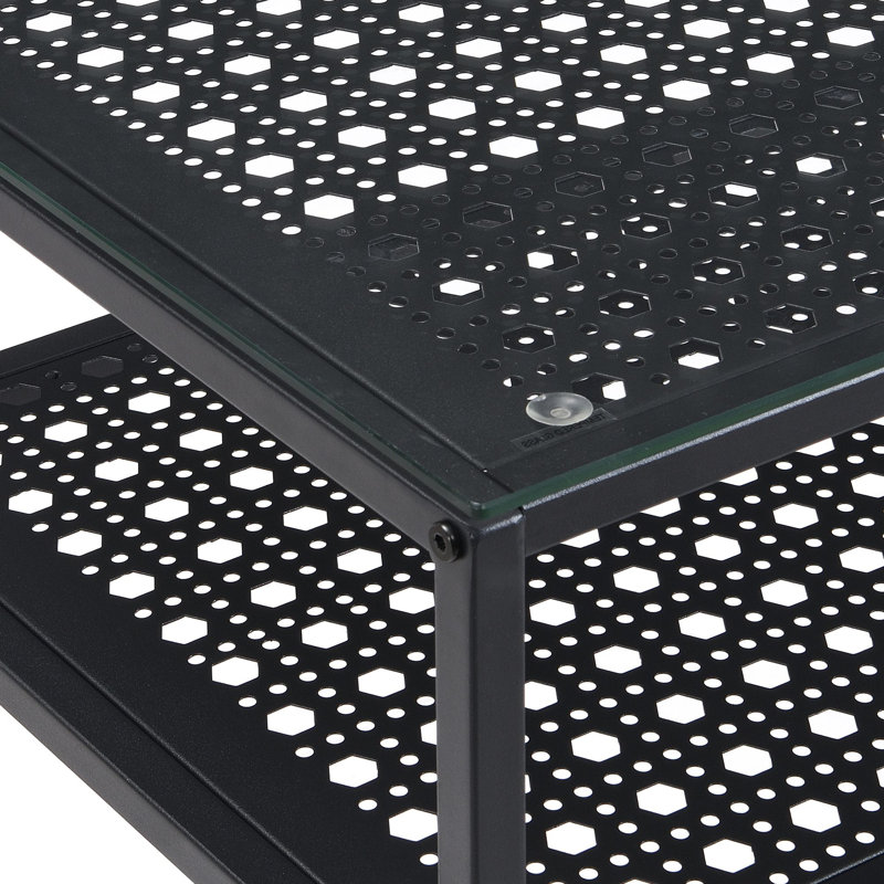 80cm Glass Top Console Table, Black