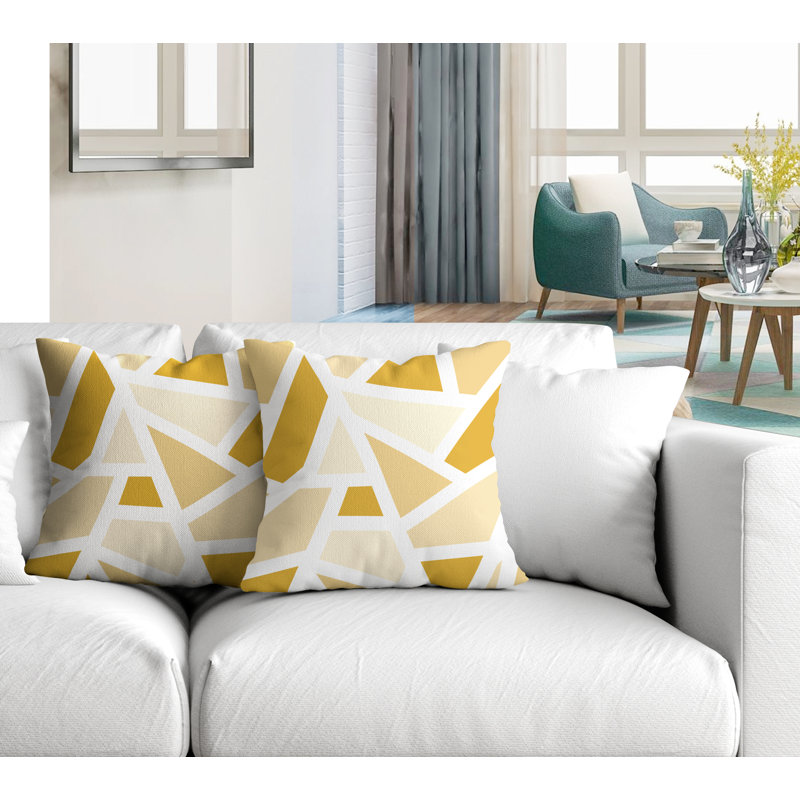 Coussin carré intérieur / extérieur Marion, L 15 po x H 15 po, Jaune