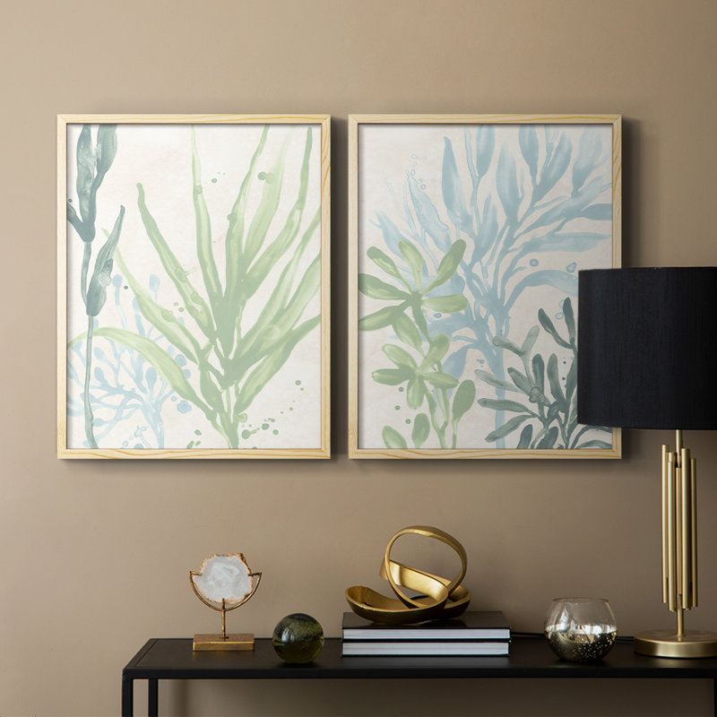«Swaying Seagrass I-Premium», reproduction encadrée prête à accrocher - aucun clou requis - aucun clou requis, Bois naturel