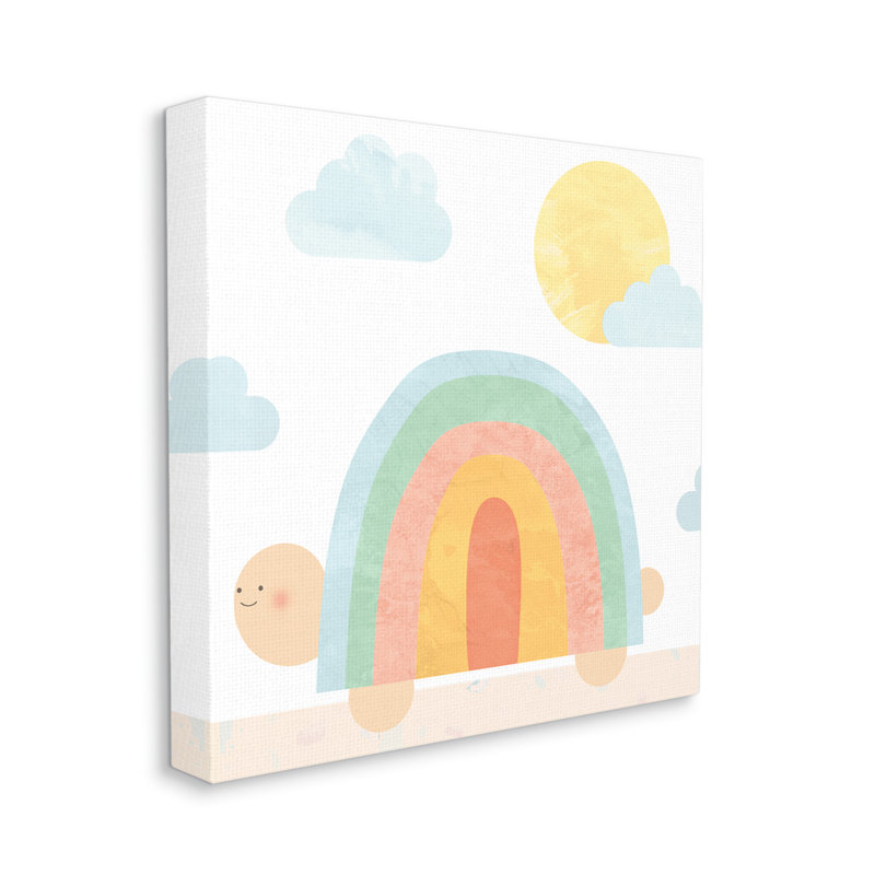 Rainbow Turtle Shell Scene Canvas Art for Kids Nursery
