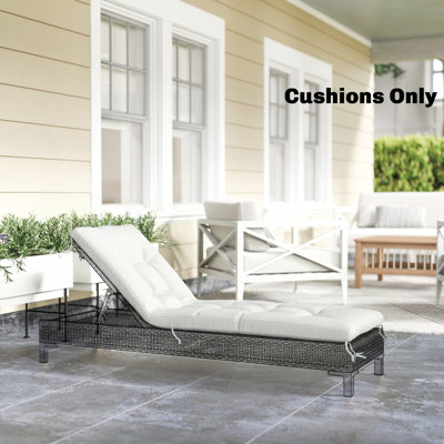 Coussin de chaise longue de patio avec sangles de fixation, blanc crème