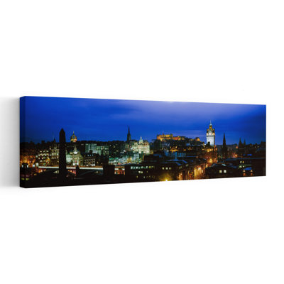 High Angle View Of A City Lit Up At Night, Edinburgh Castle, Edinburgh, Scotland Abstract Contemporary Architecture City Wall Art