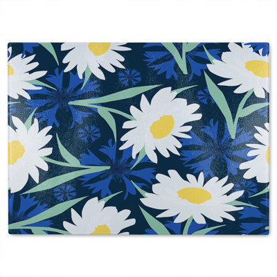 Daisies On Glass Chopping Board