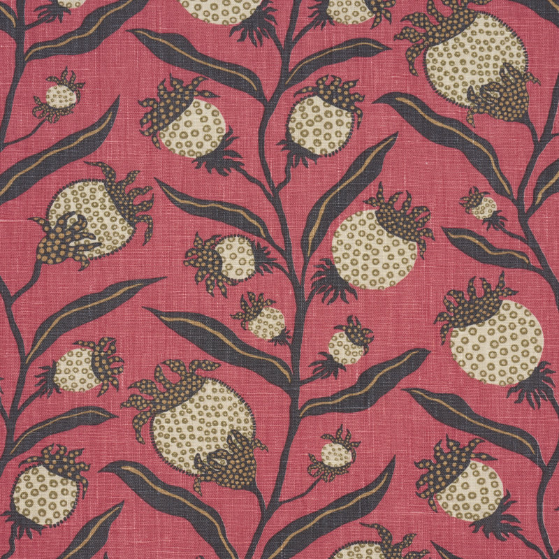 Schumacher x Marian Mcevoy Thistle Vine Fabric, Red & Gold