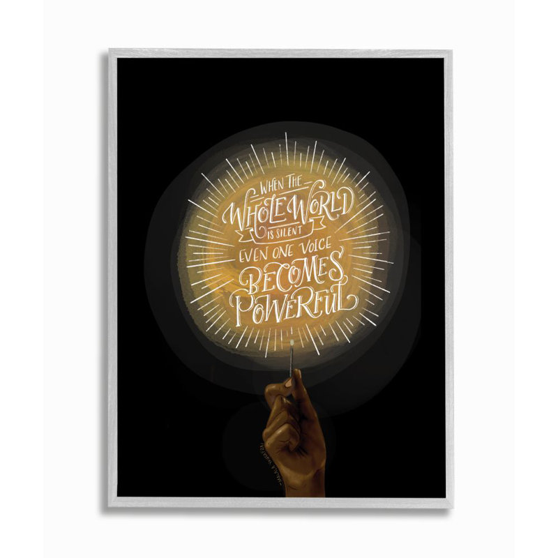 Impression d’art textuel quand le monde est silencieux par Rachel Nieman, H 14 po x l 11 po x P 1,5 po