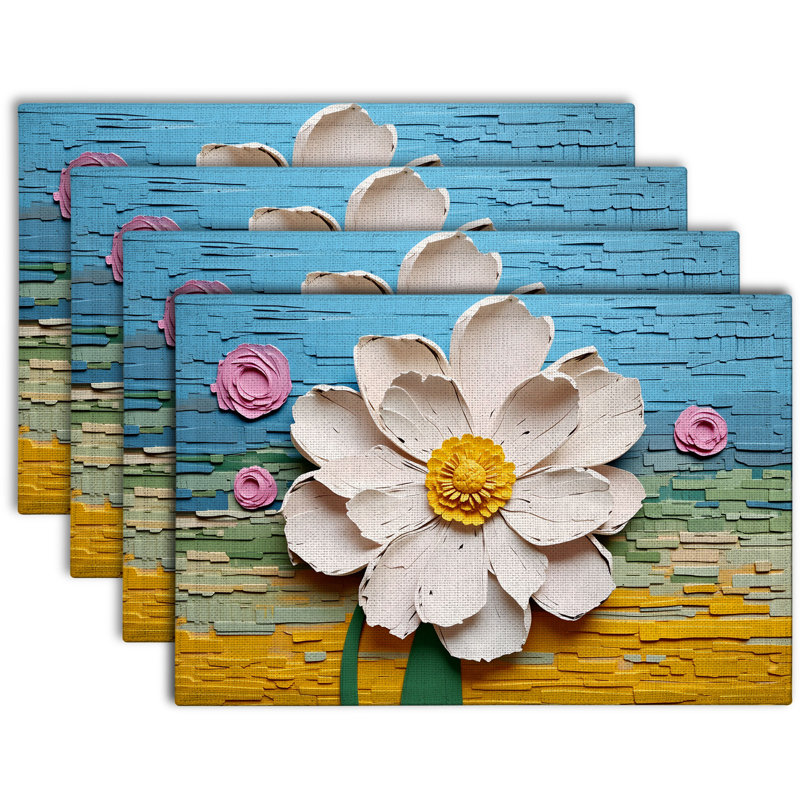 4-Piece Polyester Rectangle Dining Table Placemat