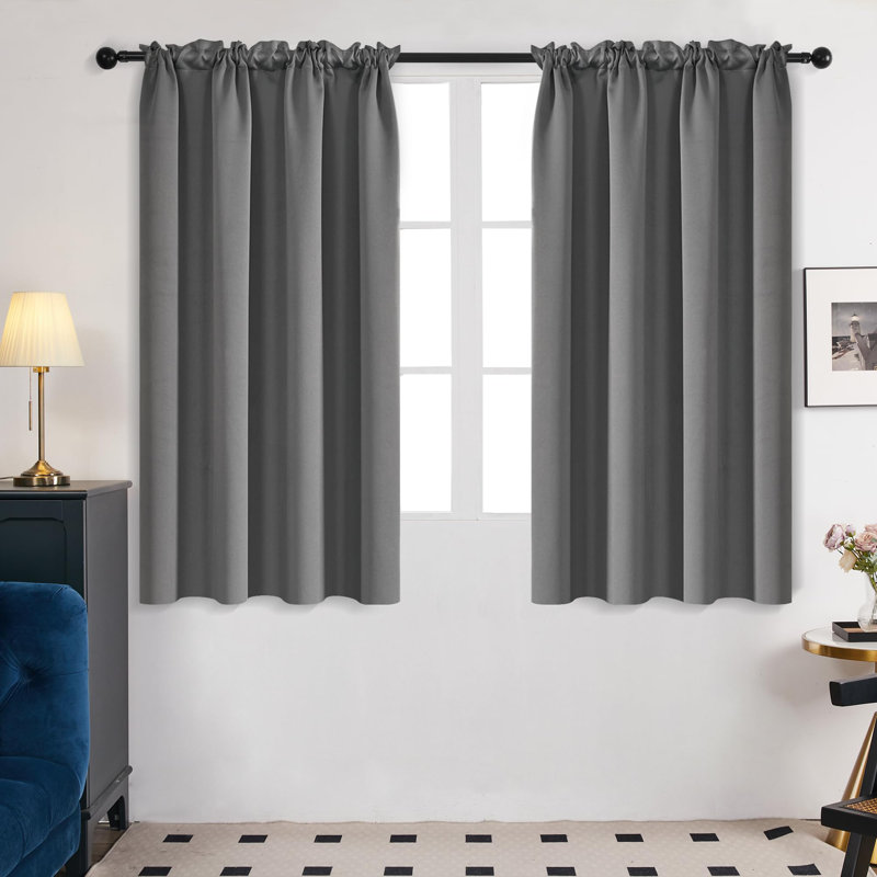 Room Darkening Rod Pocket Thermal Insulated Blackout Curtains (Set of 4), 42" W x 45" L, Light Gray