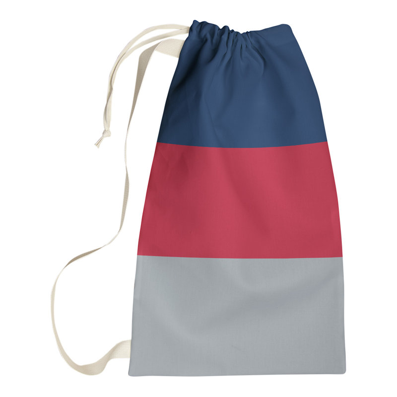 Fabric Laundry Bag with Handles, 36" H x 28" W x 1.5" D, Blue/Red/Flat Silver