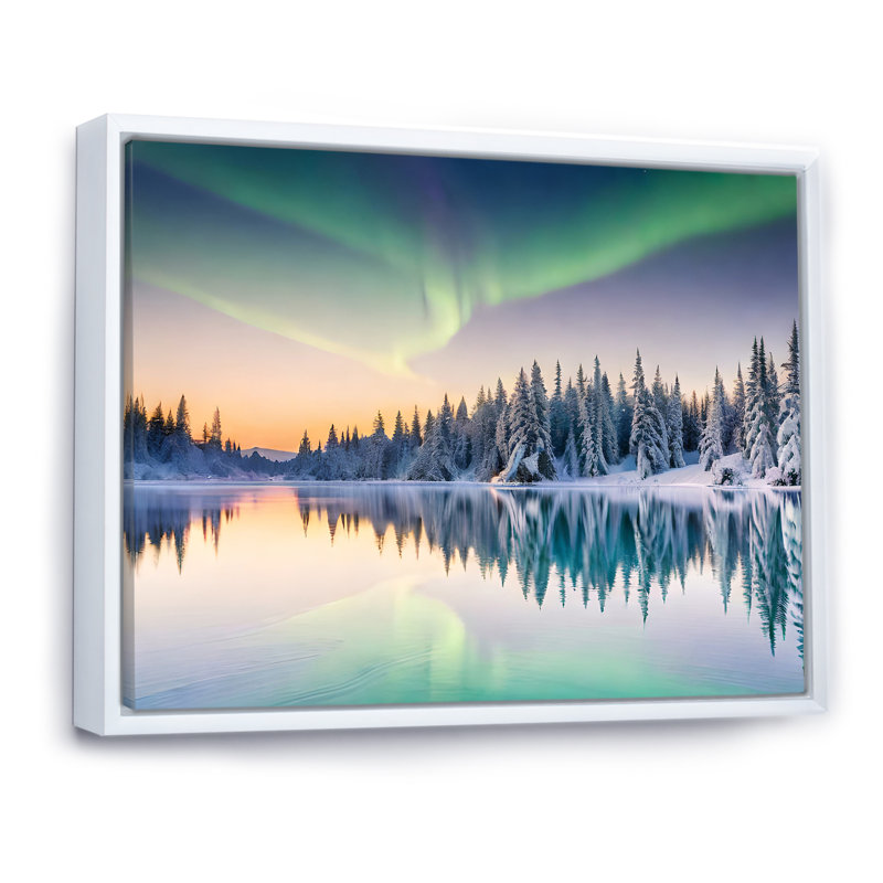 Alaska Northern Light sur impression sur toile, H 24 po x l 32 po x P 1 po, Toile blanche