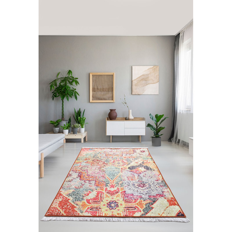 Premium Area Rug (5.2 x 7.5 ft), 100% Polyester, 0.2 in Pile Height | Antibacterial, Non-Slip Underside, Machine Washable | Elegant Design for Living Room & Bedroom Decor, Soft and Durable
