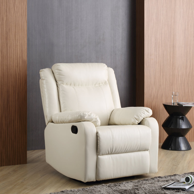 Boston Faux Leather Recliner, Pearl Faux Leather
