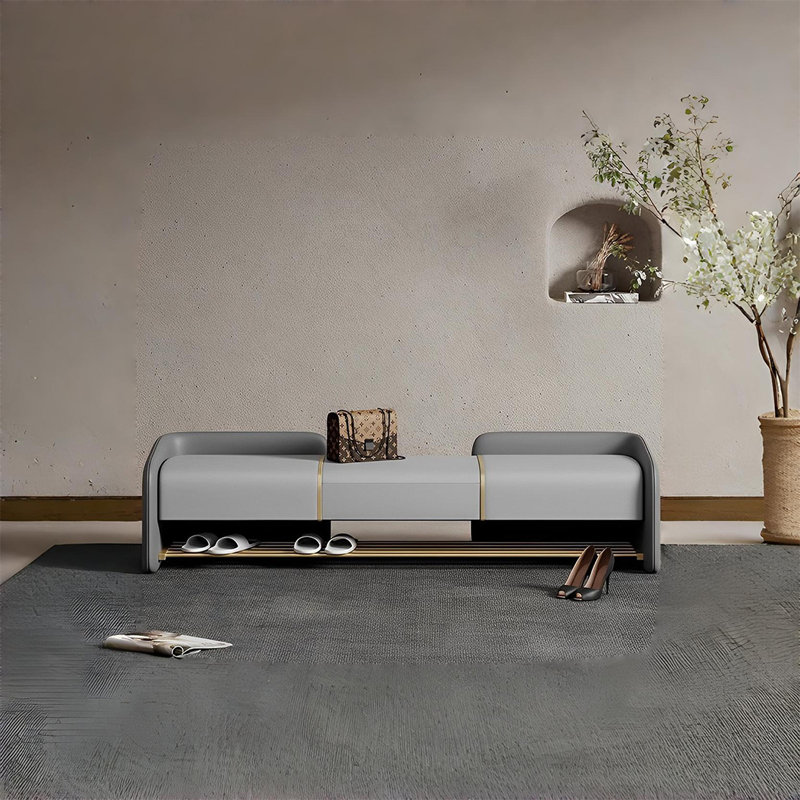 Banc de rangement rembourré Thordia, Gris
