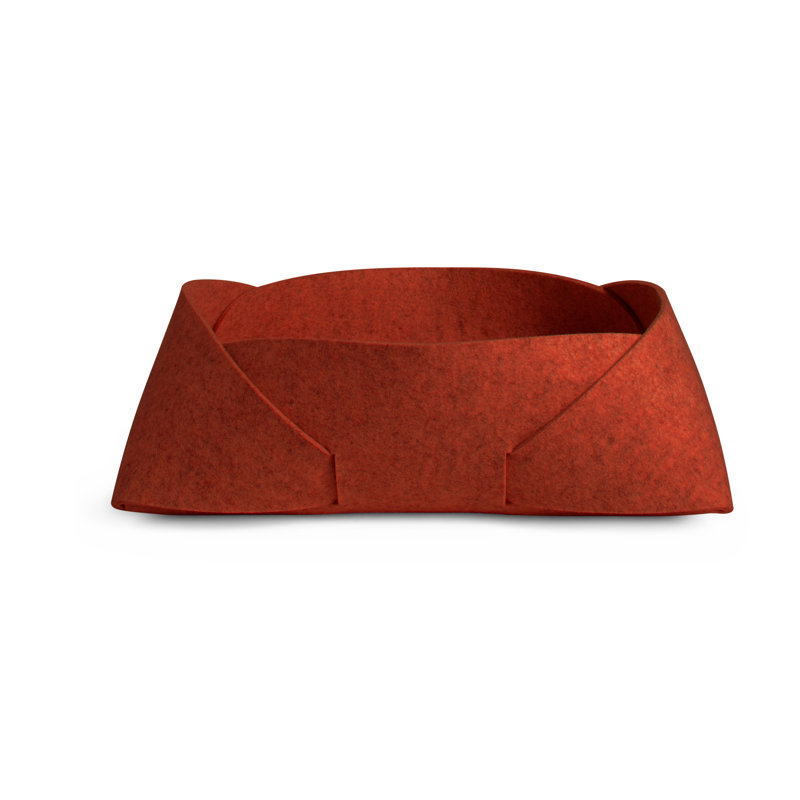 Double Tuck Fabric Decorative Basket, Tomato, 6" H x 13" W x 10" D