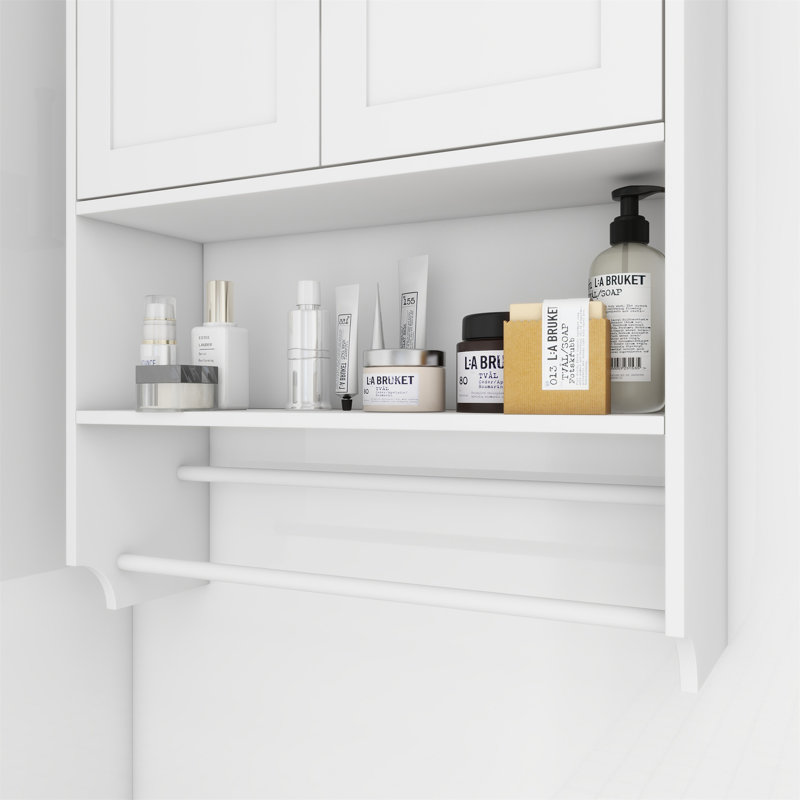 Armoire murale de salle de bain avec portes, Blanc