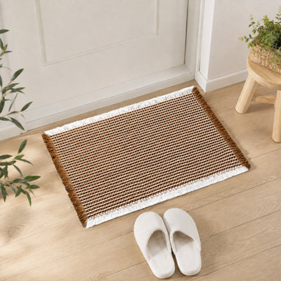 Tapis de bain à franges gaufrées