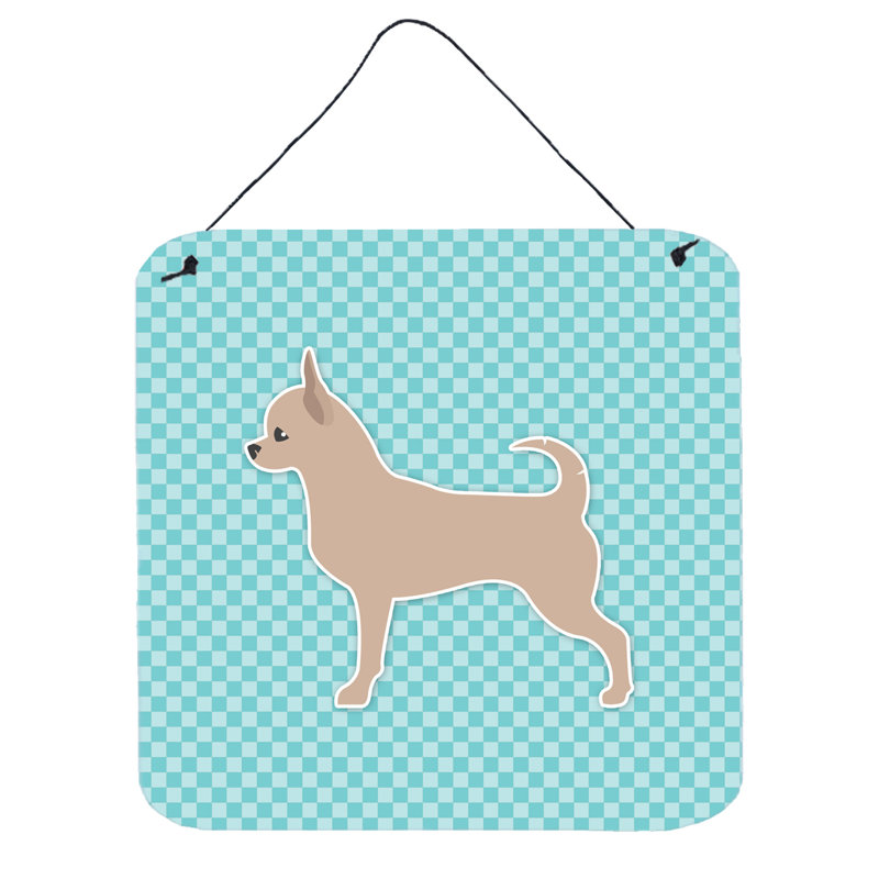 Décoration murale damier chihuahua, Bleu