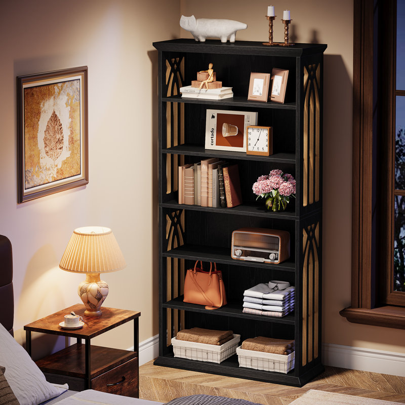 75" Tall Bookshelf, 6-tier Open Bookcase Freestanding Display Shelf For Home Office, Black