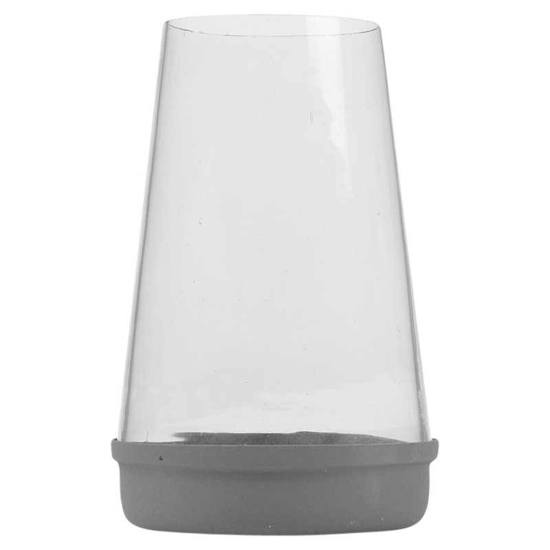 Glass Lantern, 16cm H x 10.8cm W x 10.8cm D, Grey