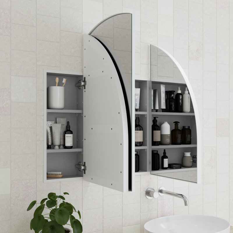 Recessed Framed 3 Doors Medicine Cabinet with 3 shelves, White