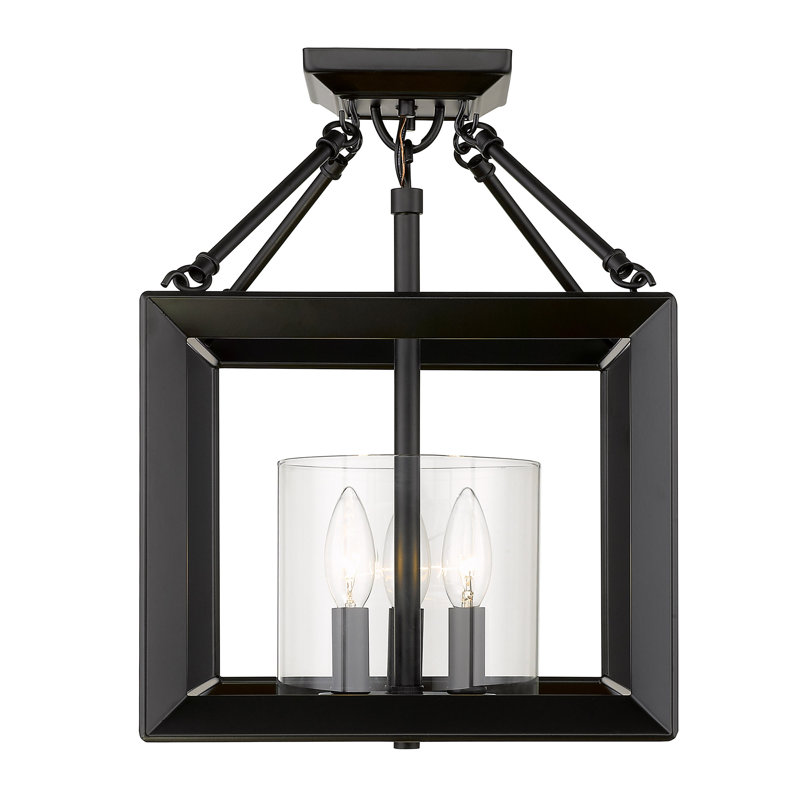 Averee Glass Semi Flush Mount, Matte Black