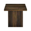 Table basse et d'appoint carrée en bois d'ingénierie avec placage de pin foncé, pour un style moderne et épuré, et un motif de grain naturel.