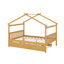 Lit double en bois avec lit gigogne simple pour enfants, garçons et filles, plateforme de lattes en bois renforcé-1158639693
