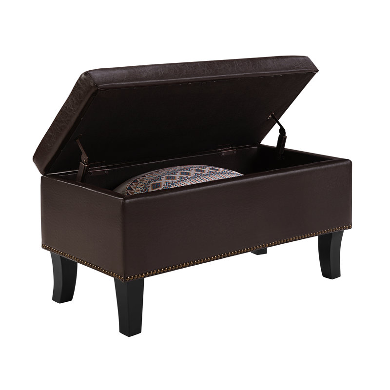 Tarrin 32" Wide Rectangle Storage Ottoman, Tarrin Espresso Vegan Leather