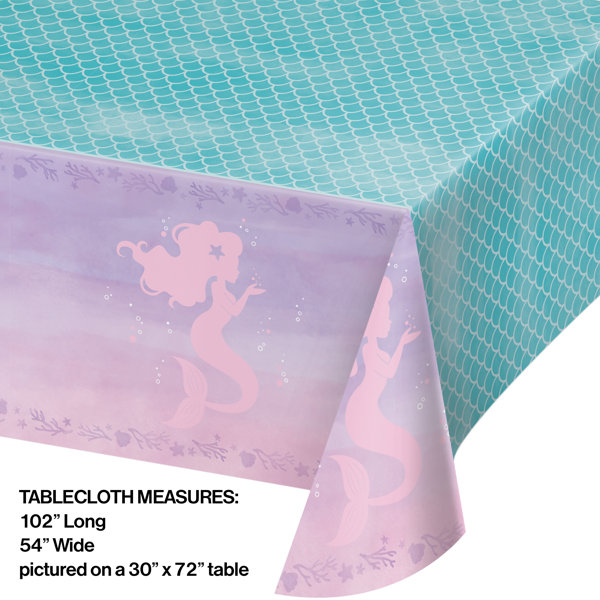 3pcs Purple Mermaid Theme Disposable Tablecloth, Party Tableware