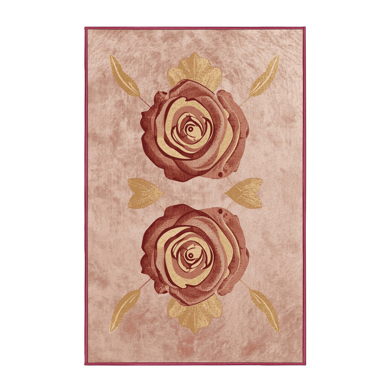 Tapis beige et moderne à motif abstrait lavable à la machine Torresdale Valentines, 7 x 10
