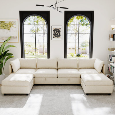 Modular Sectional Sofa, Convertible Sofa Seat With Storage, Sleeper Sectional Sofa Set, Fabric Flexible Modular Combinations For Living Room