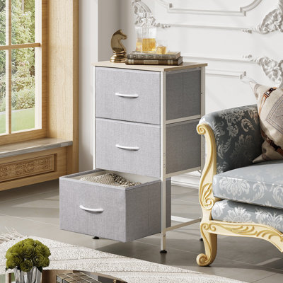 WLIVE Nightstand With 3 Drawers, Fabric Dresser, Organizer Unit,... by Hokku Designs
