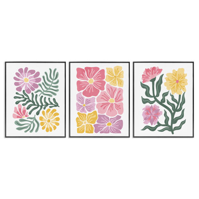 Ensemble de giclées encadrées 3 pièces Minimal Spring Hue Flowers, design par Kim Allen