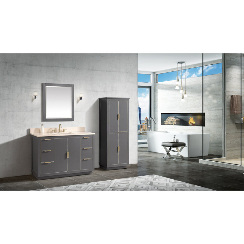 Austen 49'' W Single Vanity, Twilight Gray, White Quartz/Silver