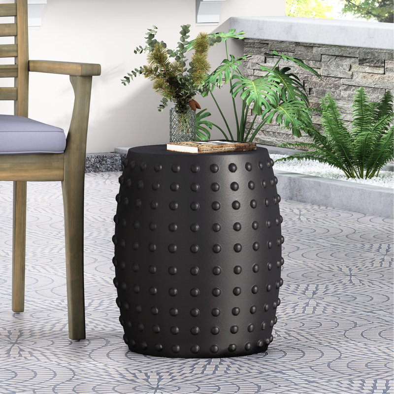 Table d'appoint en béton, rustique moderne, béton léger, noir mat, style café d'une largeur de 15,77 po, fabrication, 15,77 po x 15,77 po