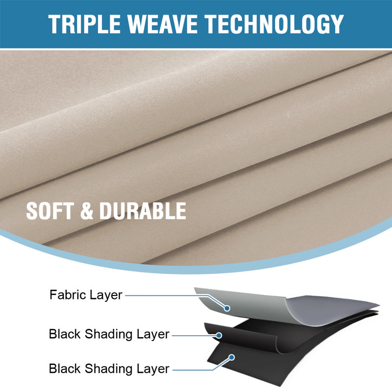 100% Blackout Curtains for Bedroom with Liner Full Room Darkening Curtains Thermal Insulated Back Tab/Rod Pocket Window Drapes for Living Room, 2 Panels