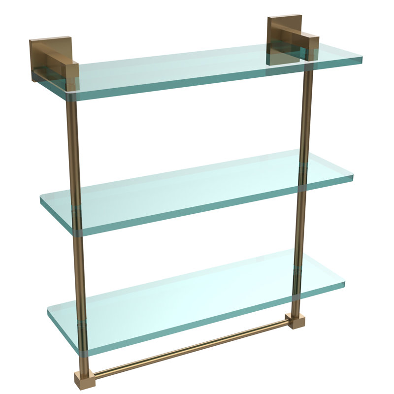 Haranu 3 Piece Tiered Shelf with Towel Bar, Brushed Bronze