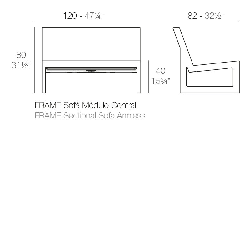 Frame - Sectional Sofa Armless - Basic, White