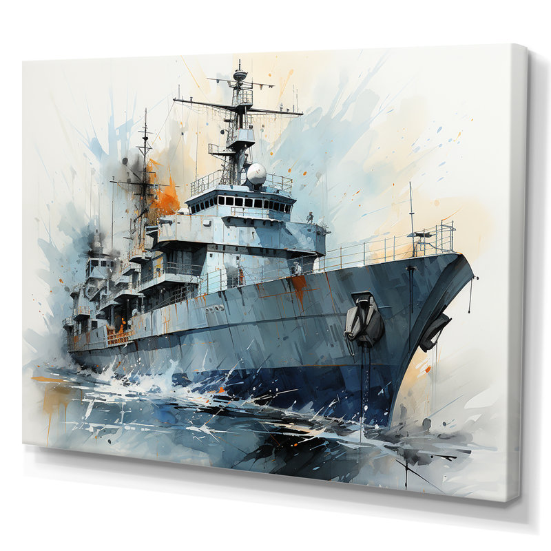 Marine armée, bateau, frégate II - Art mural militaire, Toile tendue, H 16 po x l 32 po x P 1 po