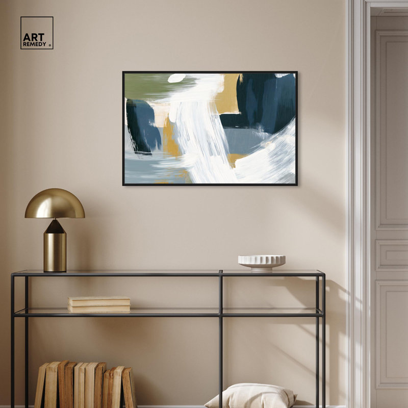 Art Remedy Block Abstract, toile texturée III, H 21 po x l 31 po, Cadre flottant noir
