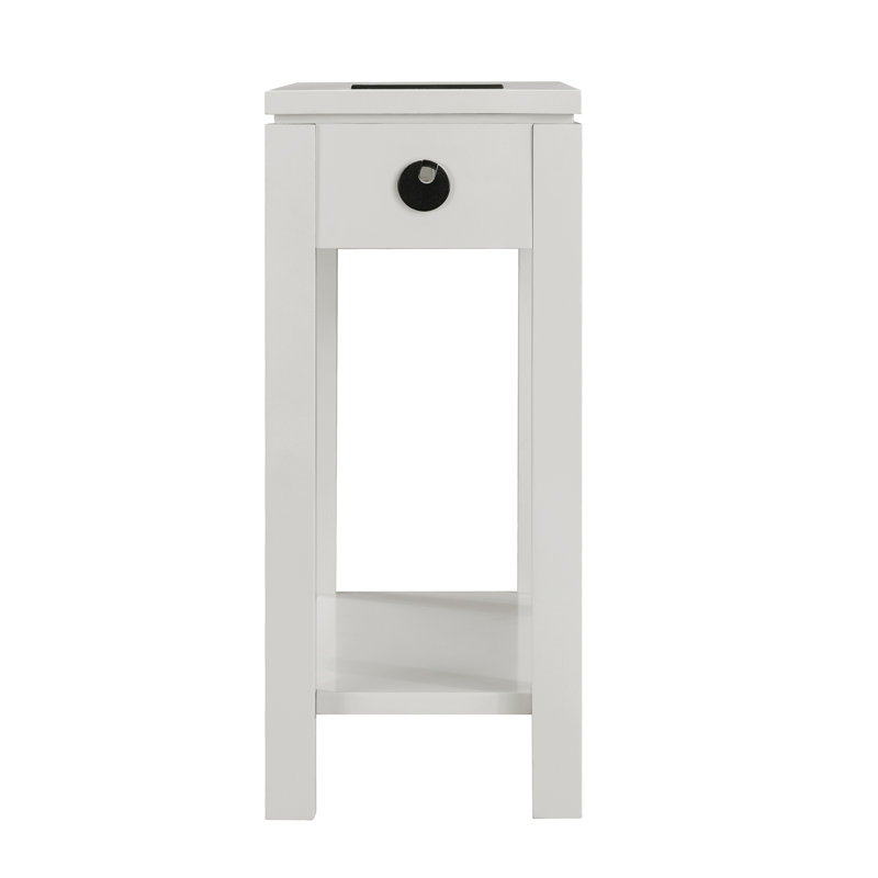 Cade Contemporary Gray Poplar Side Table with Storage