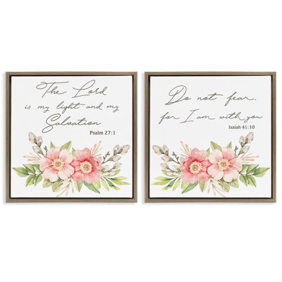 Ensemble de 2 toiles flottantes Uplifting Faith Proverbs with Blooms, design par Marcus Prime