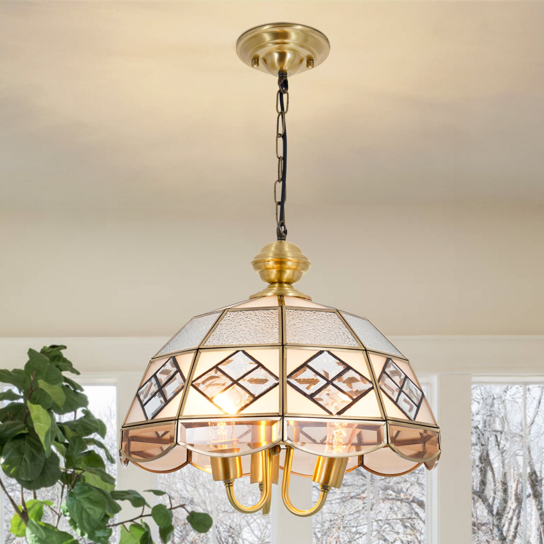 3 Light Dimmable Tiffany Glass Chandelier with Gold Finsh House of Hampton®
