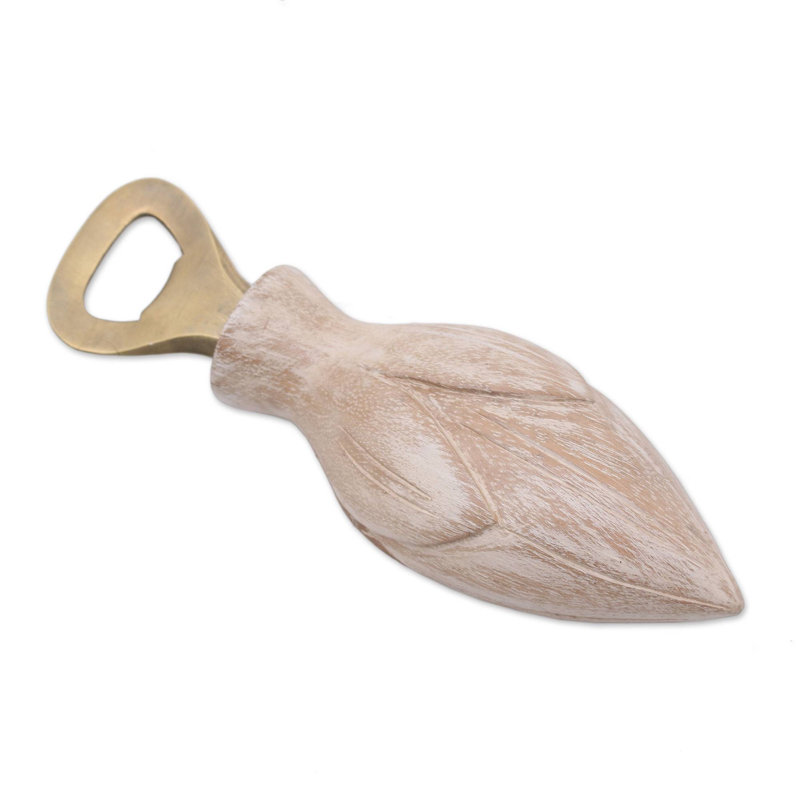 Ouvre-bouteille Bungalow Rose Young Lotus en bois blanc