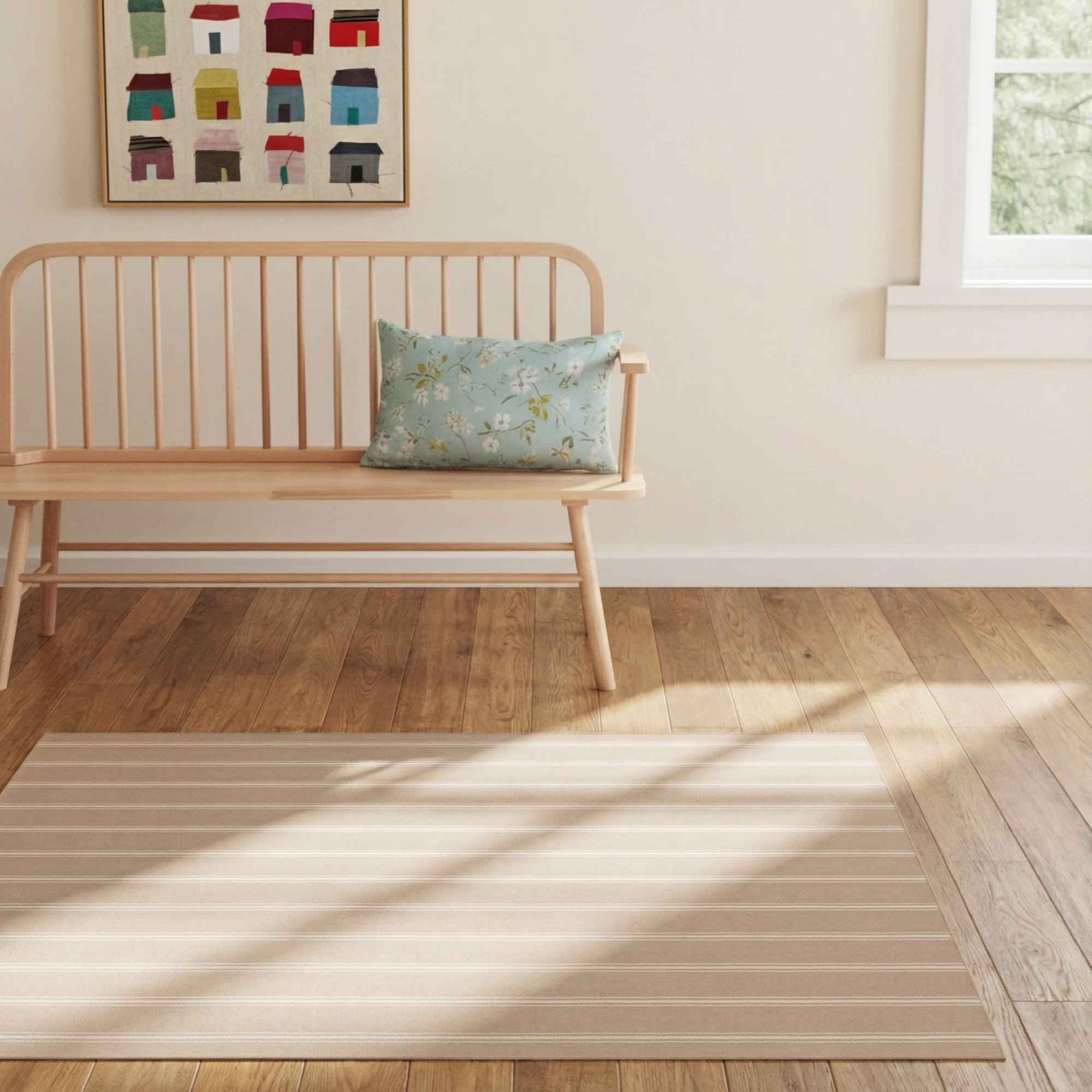 Helsing Handmade Recycled P.E.T Beige/Ivory Indoor/Outdoor Rug, Rectangle 4' x 6'