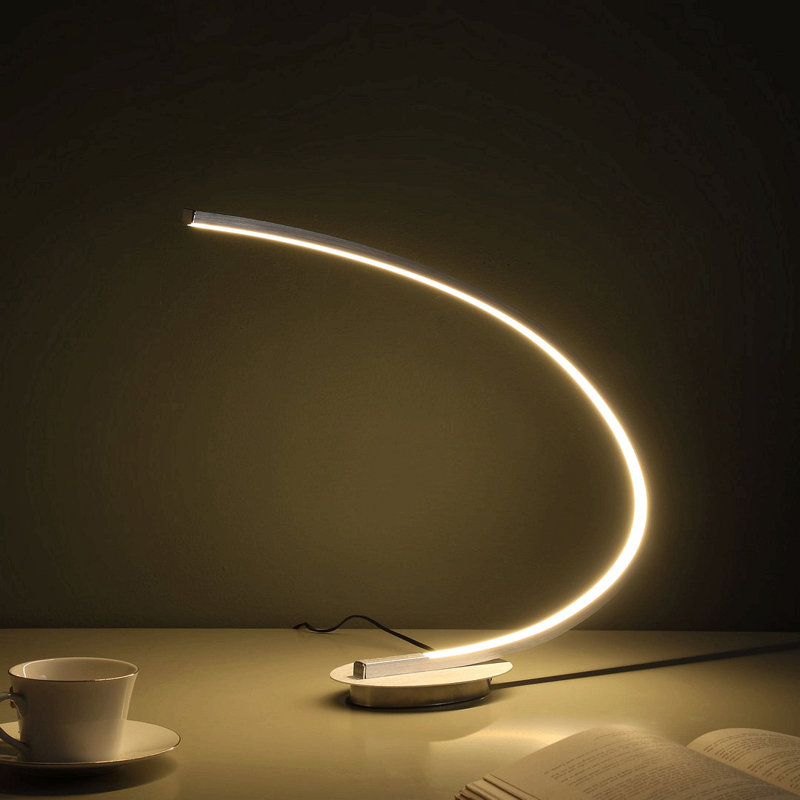 Lampe de table à tube en arc en nickel brossé 16 pouces Eli