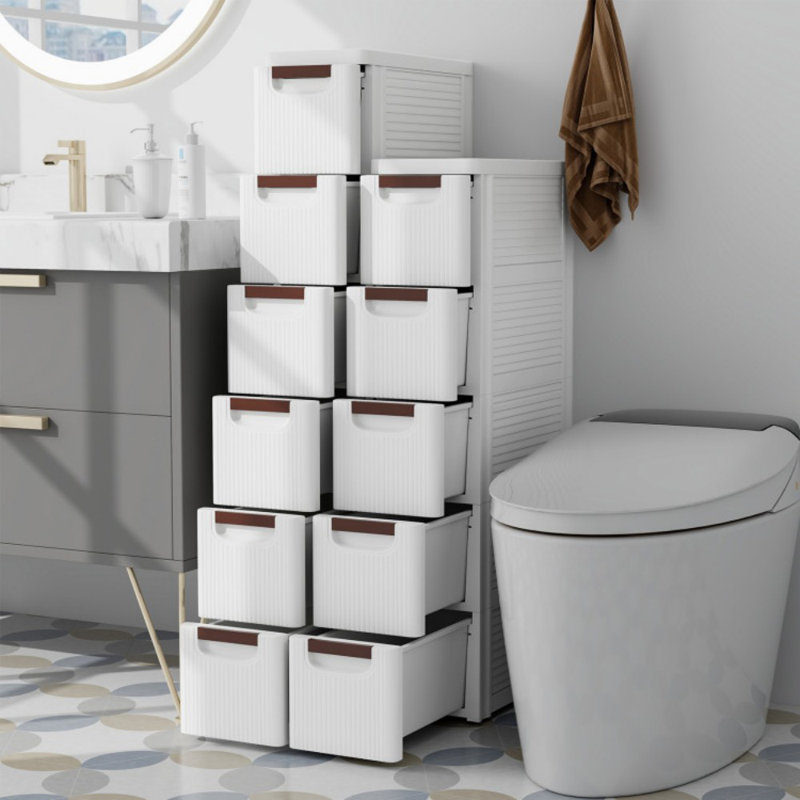 5-Drawer Rolling Organizer Unit Narrow Storage Cabinet with Built-In Wheels for Small Space