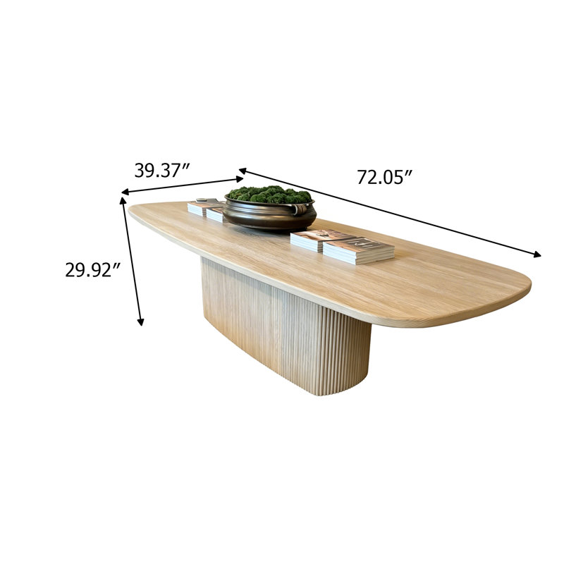RH-Style Bleached Oak Oval Solid Oak Dining Table, 29.92" H x 72.05" W x 39.37" D